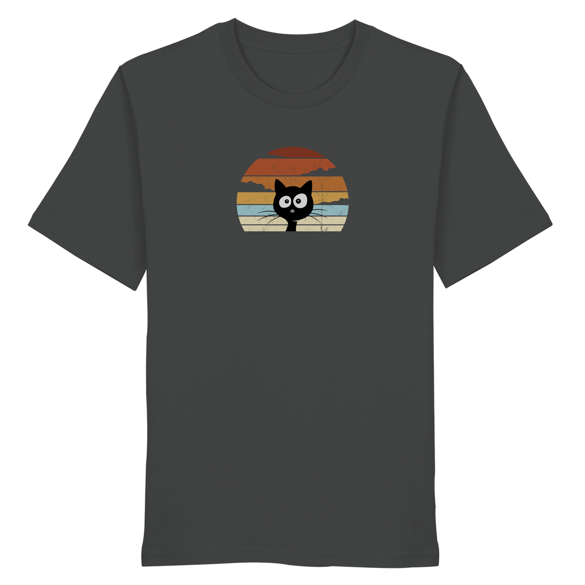 Retro schwarze Katze vor Sonnenuntergang - Organic Shirt