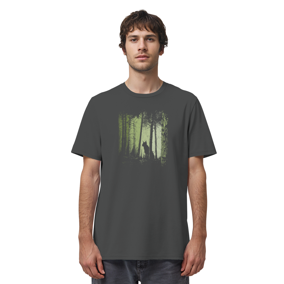 Luchs Wildkatze im Zwielicht Wald - Organic Shirt