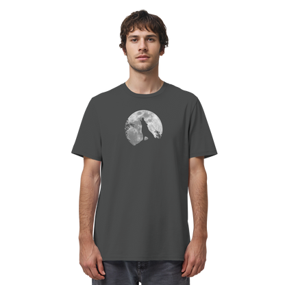 Heulender Wolf Silhouette vor Vollmond - Organic Shirt