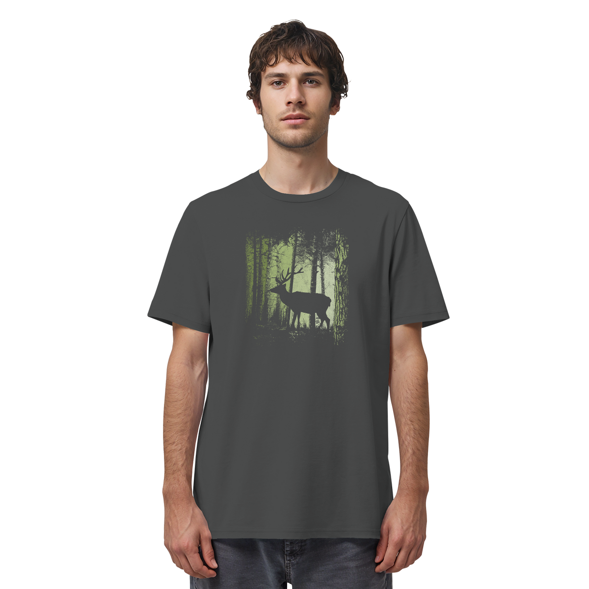 Hirsch im Zwielicht Wald - Organic Shirt