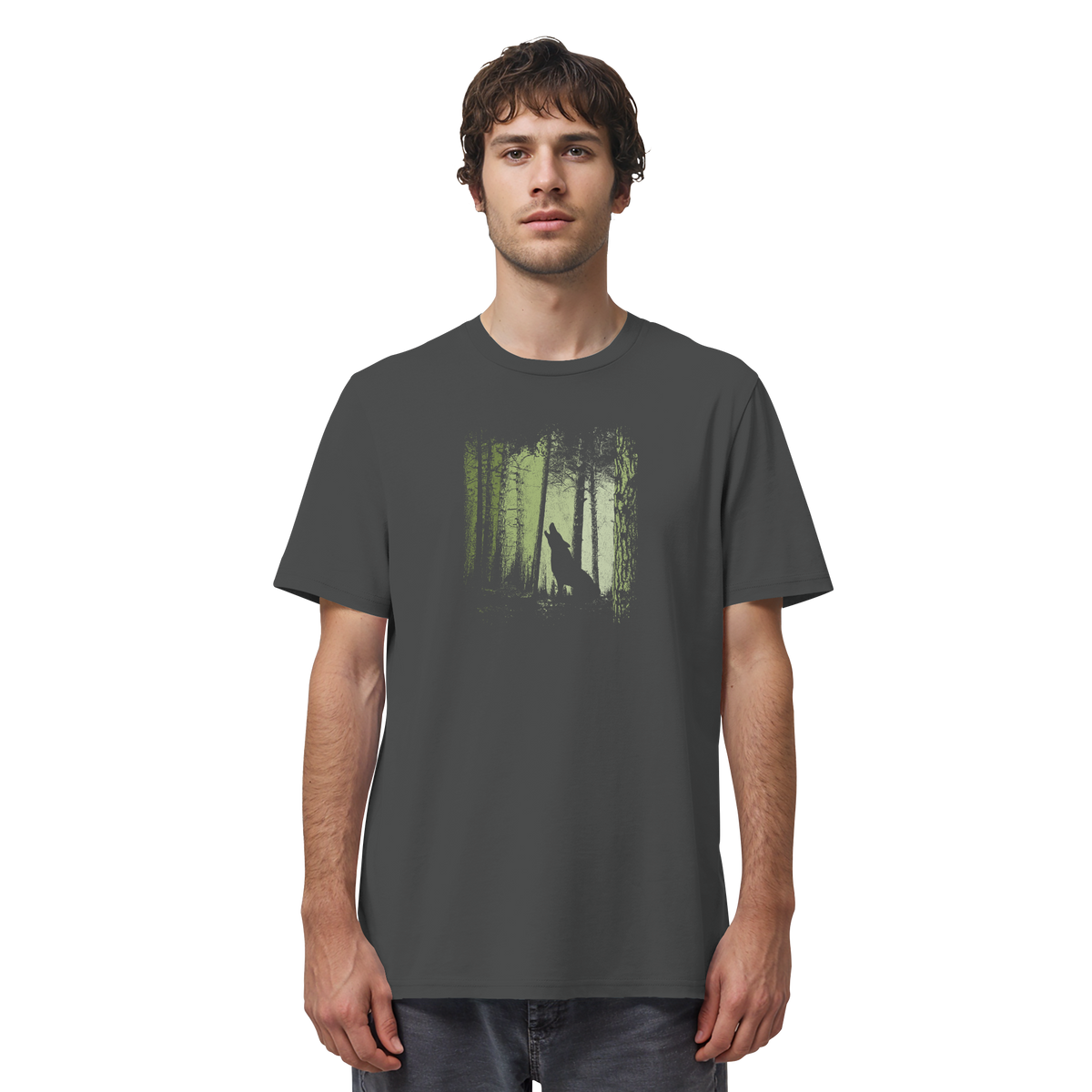 Einsamer Wolf im Zwielicht Wald  - Organic Shirt