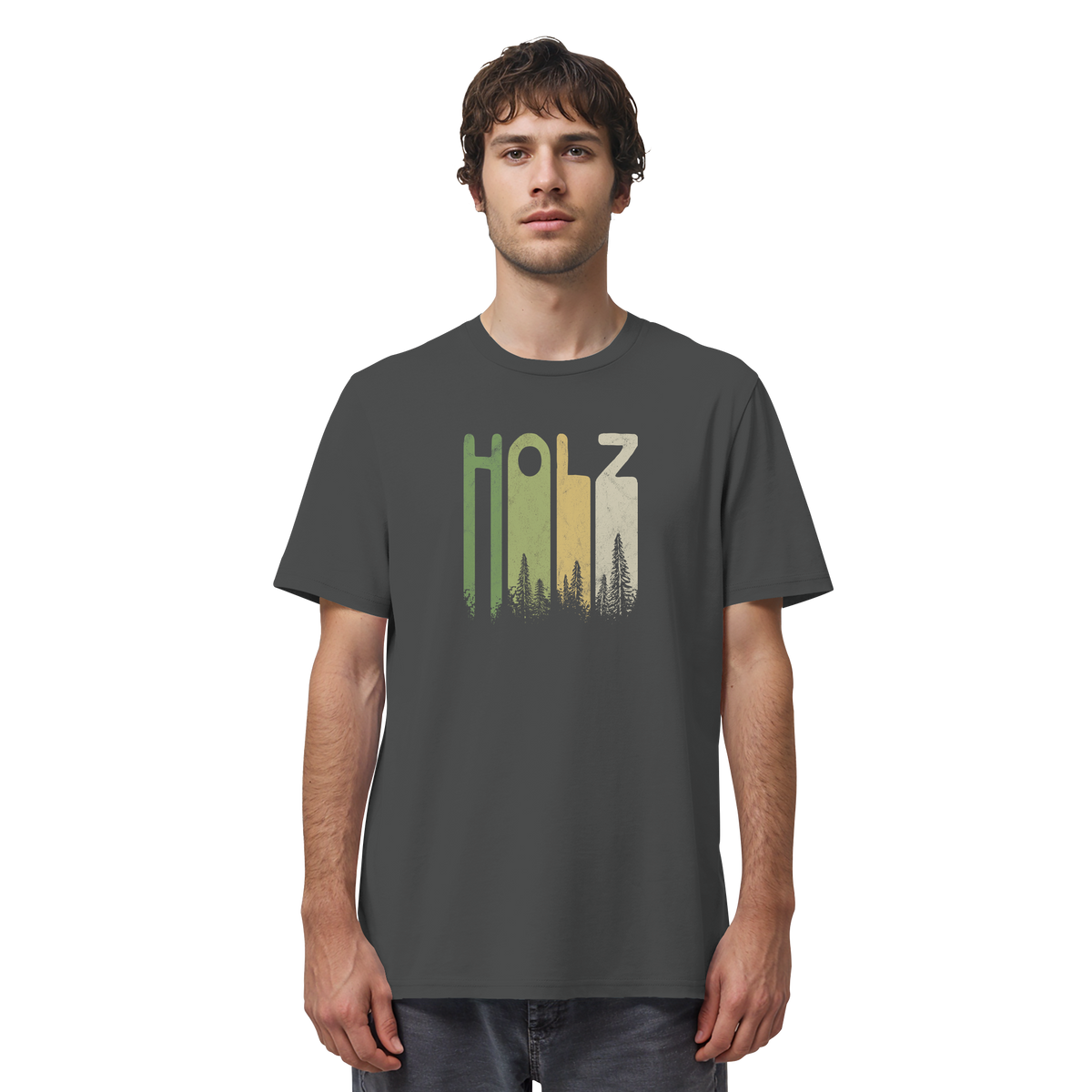 Holz Retro Wald Schriftzug - Organic Shirt