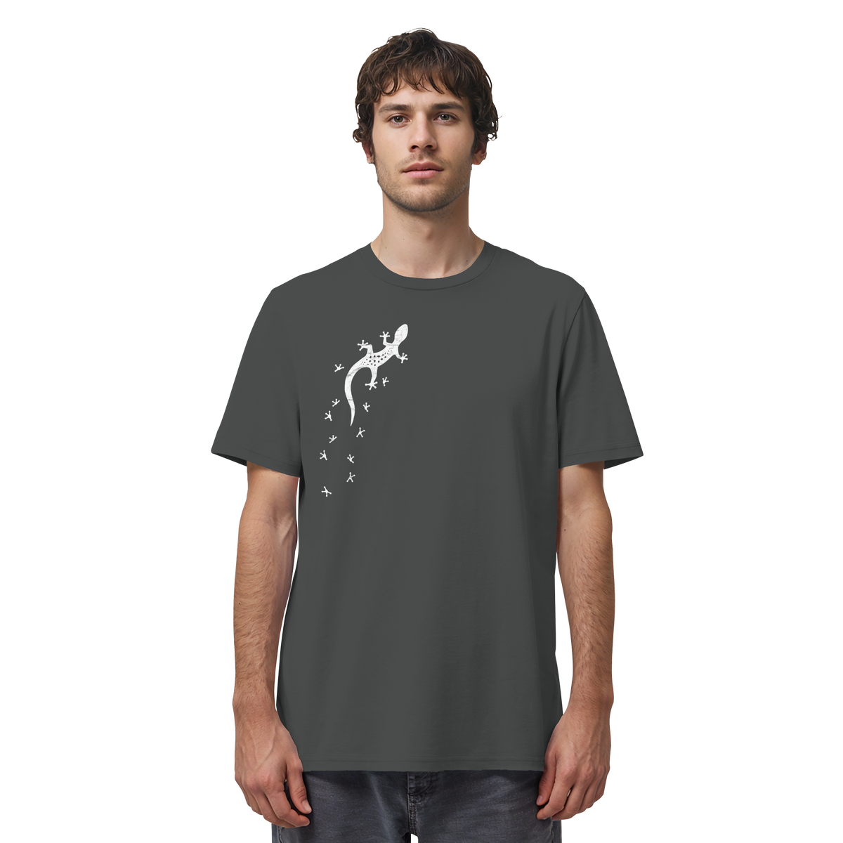 Gecko Eidechse Silhouette hell - Organic Shirt