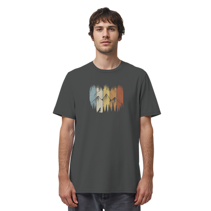 Retro Wald, Berge und Wolf  - Organic Shirt