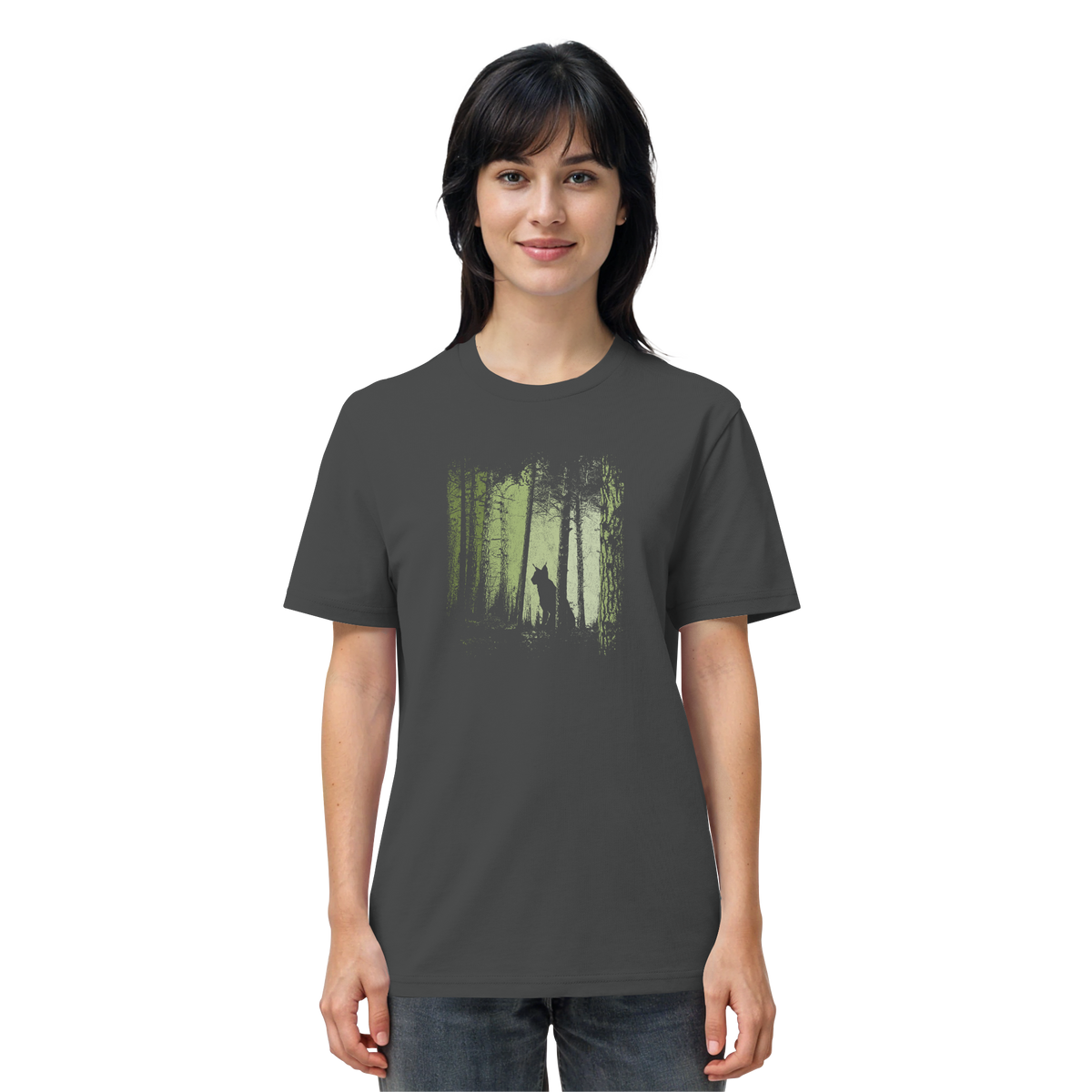 Luchs Wildkatze im Zwielicht Wald - Organic Shirt