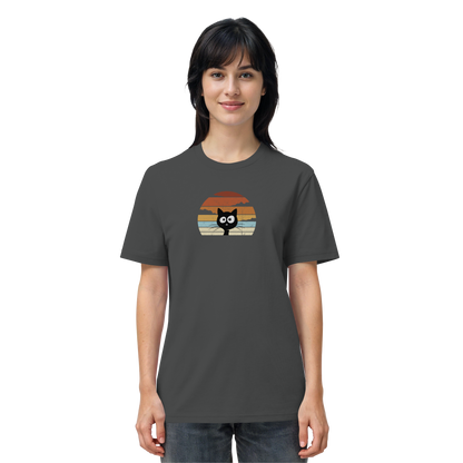 Retro schwarze Katze vor Sonnenuntergang - Organic Shirt