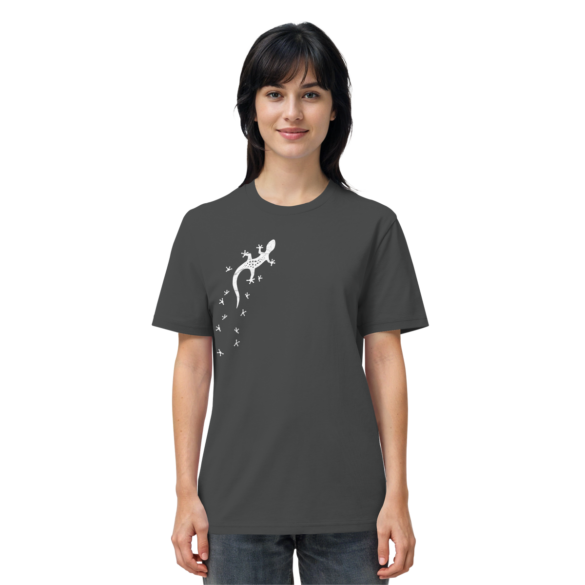 Gecko Eidechse Silhouette hell - Organic Shirt