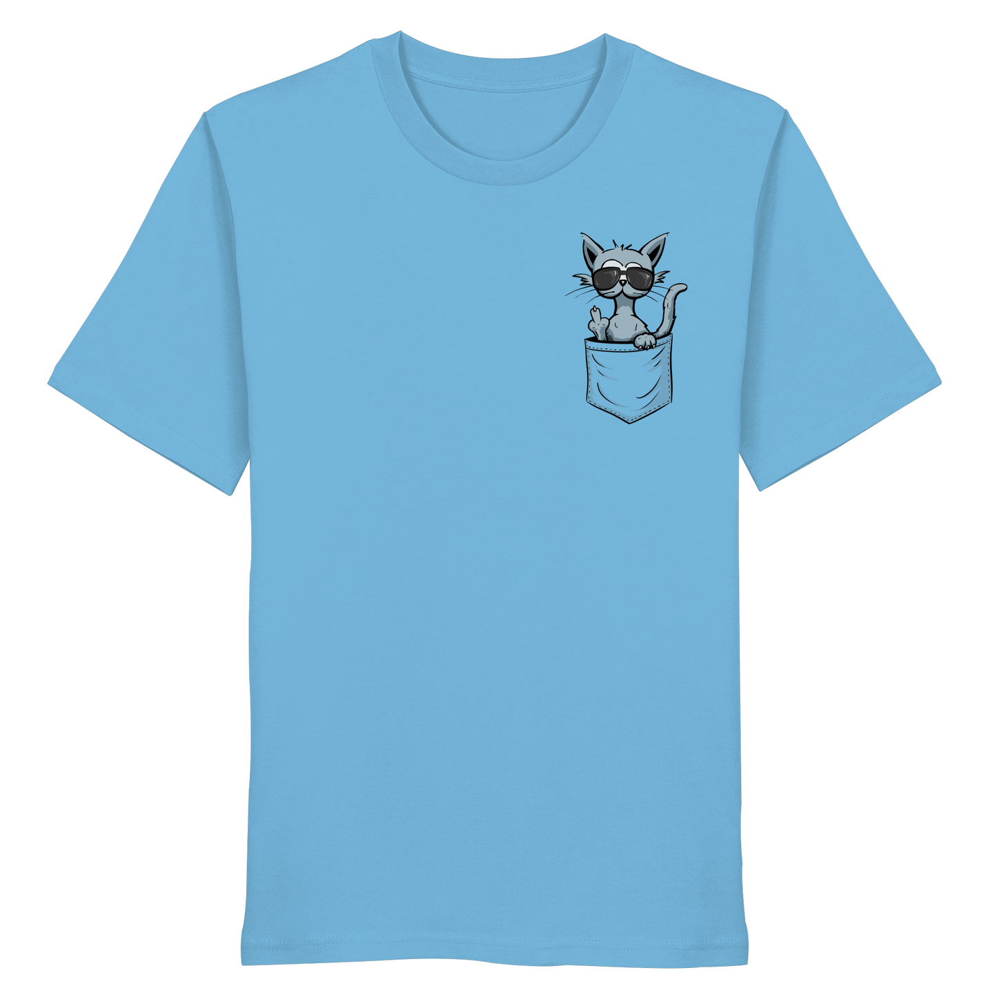 "Fuck Off" Mittelfinger Katze in der Tasche - Organic Shirt