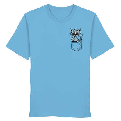 "Fuck Off" Mittelfinger Katze in der Tasche - Organic Shirt