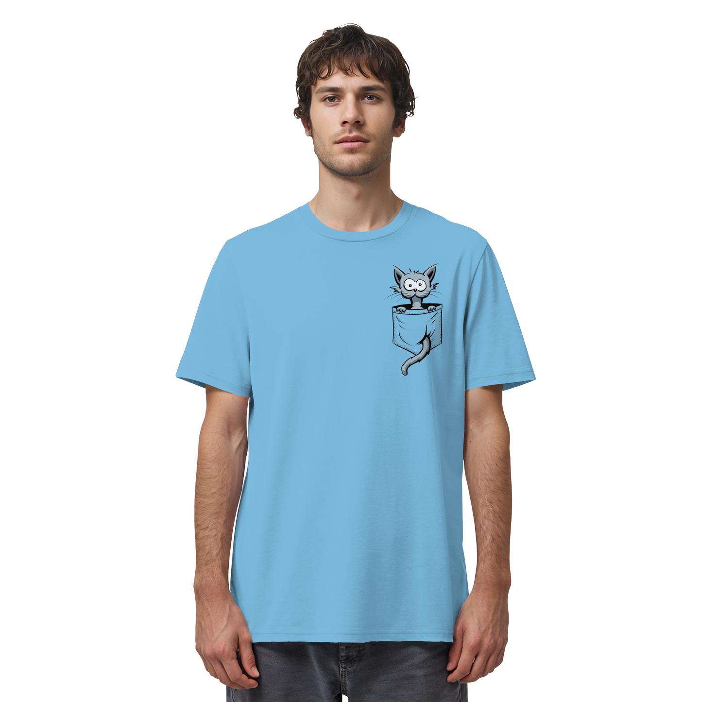 Verrückte Katze in Deiner Brust-Tasche - Organic Shirt
