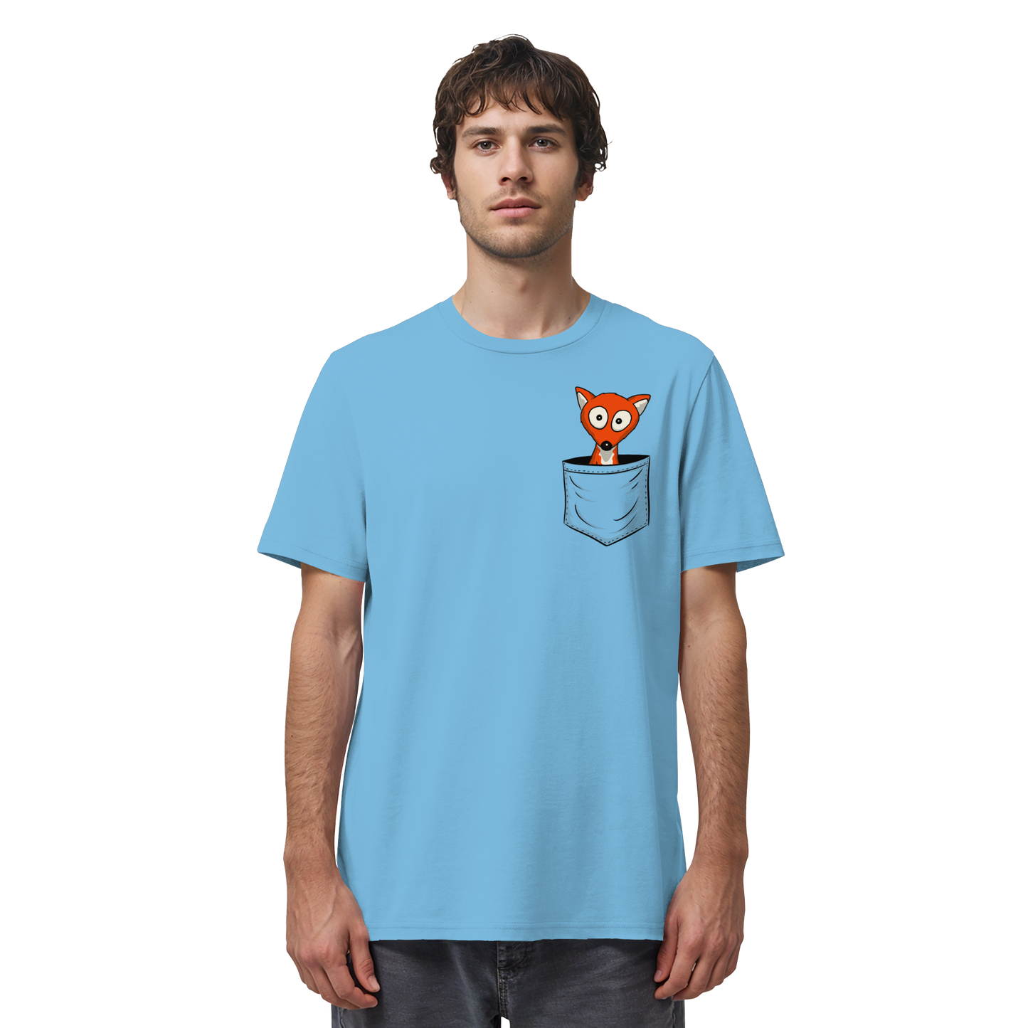 Fuchs in der Brusttasche | Taschen-Fuchs - Organic Shirt