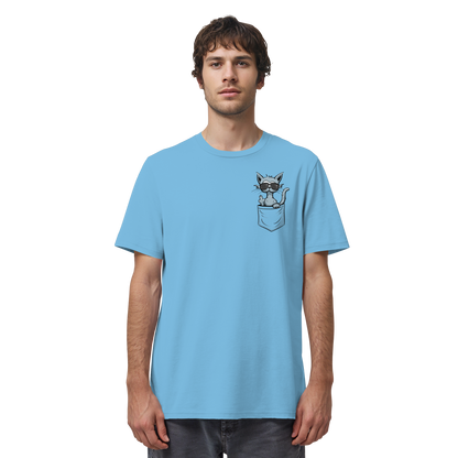 "Fuck Off" Mittelfinger Katze in der Tasche - Organic Shirt