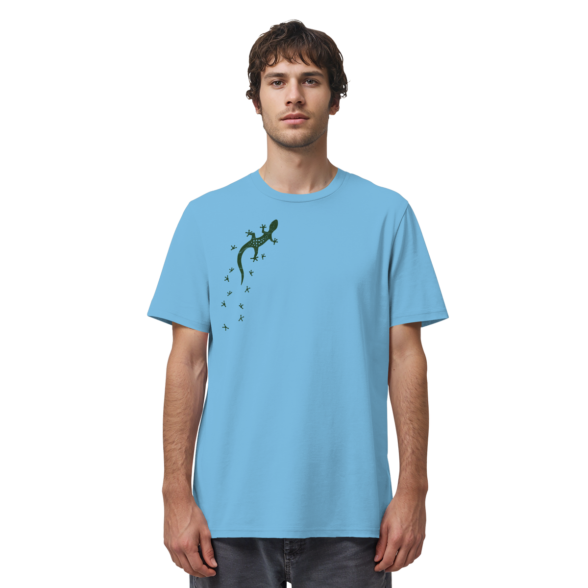 Gecko Eidechse Silhouette dunkel - Organic Shirt