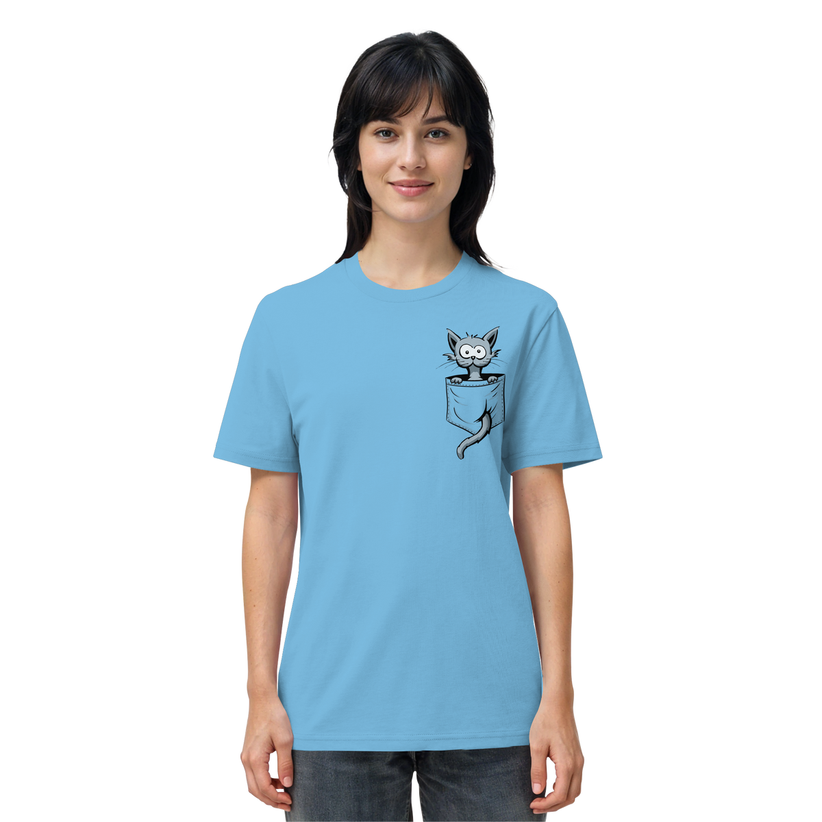 Verrückte Katze in Deiner Brust-Tasche - Organic Shirt