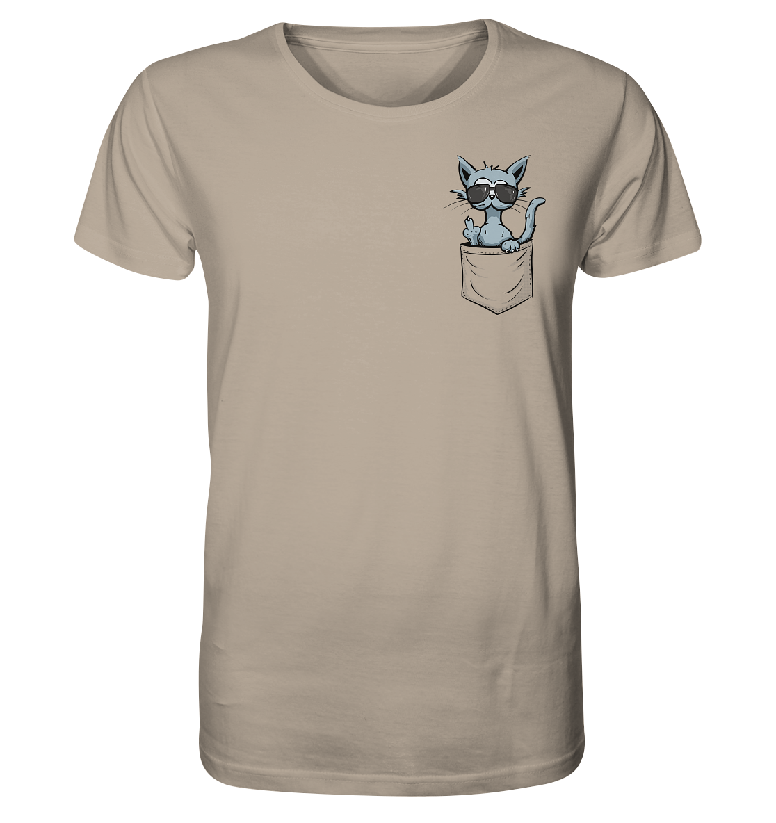 "Fuck Off" Mittelfinger Katze in der Tasche - Organic Shirt