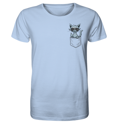 "Fuck Off" Mittelfinger Katze in der Tasche - Organic Shirt