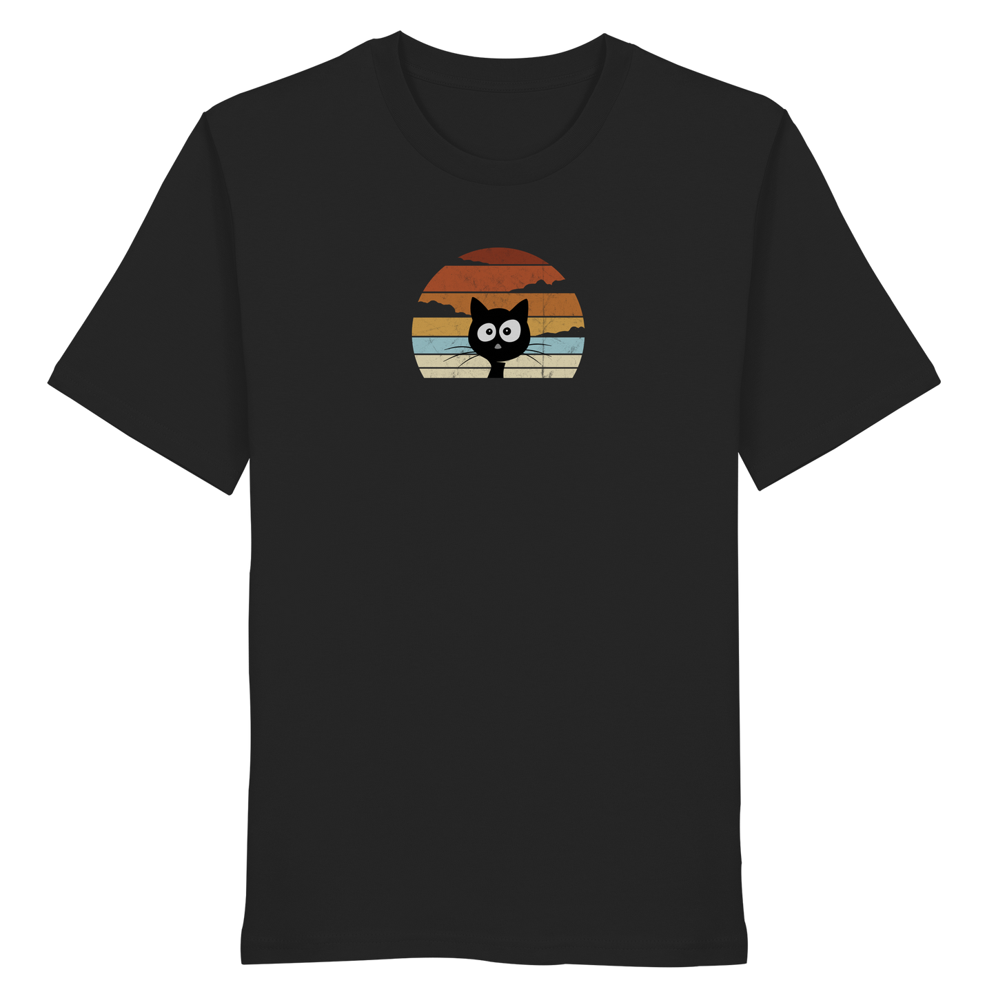 Retro schwarze Katze vor Sonnenuntergang - Organic Shirt