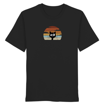 Retro schwarze Katze vor Sonnenuntergang - Organic Shirt