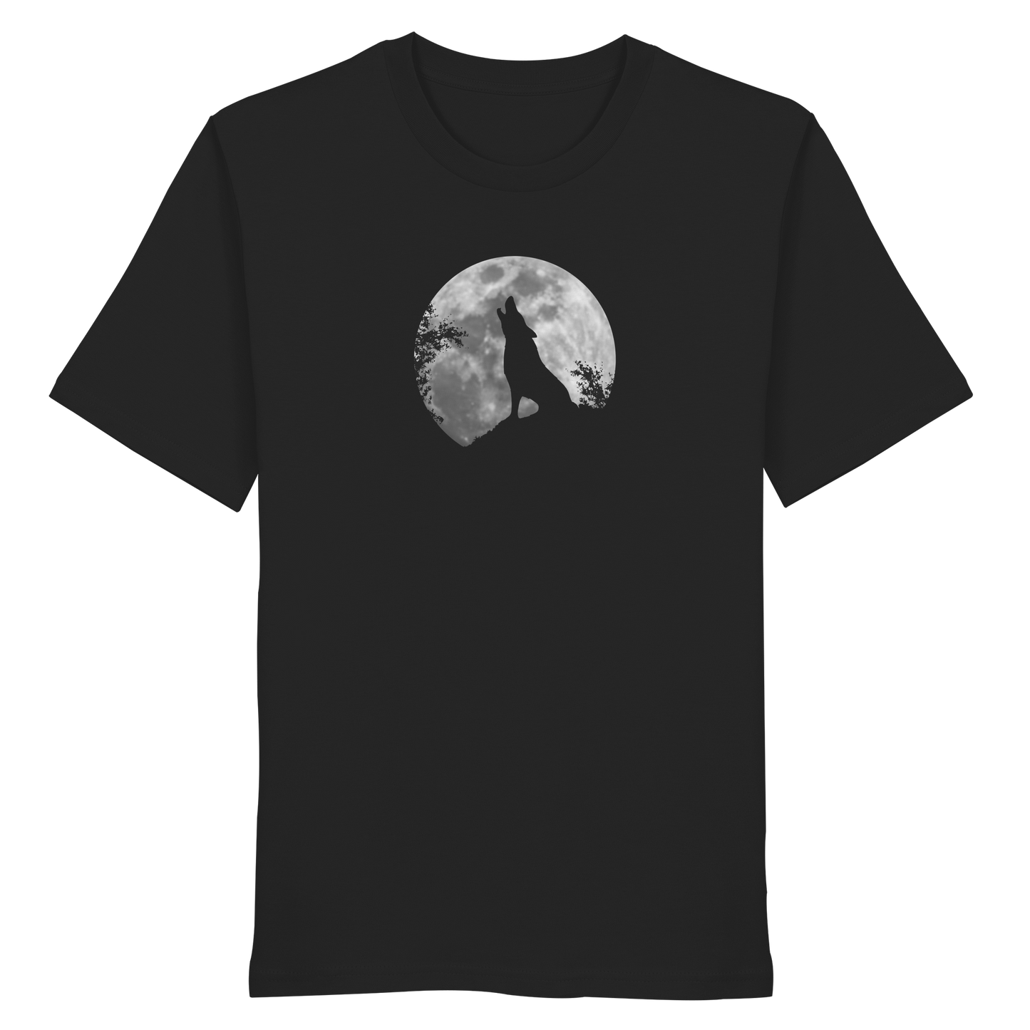 Heulender Wolf Silhouette vor Vollmond - Organic Shirt