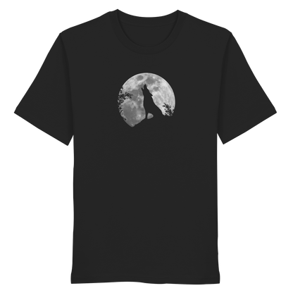 Heulender Wolf Silhouette vor Vollmond - Organic Shirt