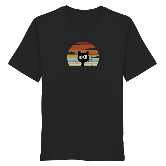 Retro schwarze Katze vor Sonnenuntergang - Organic Shirt