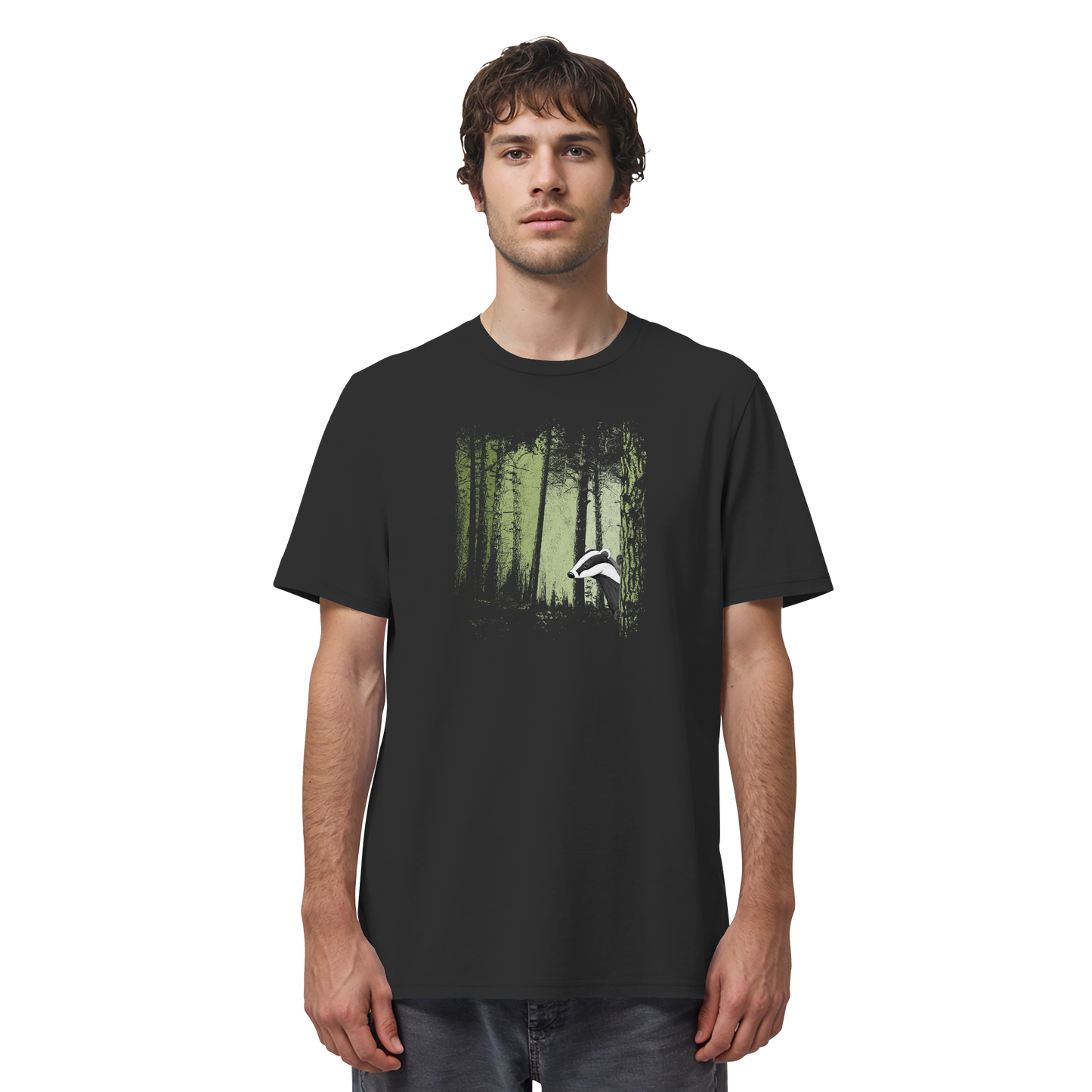 frecher Dachs im Zwielicht Wald - Organic Shirt