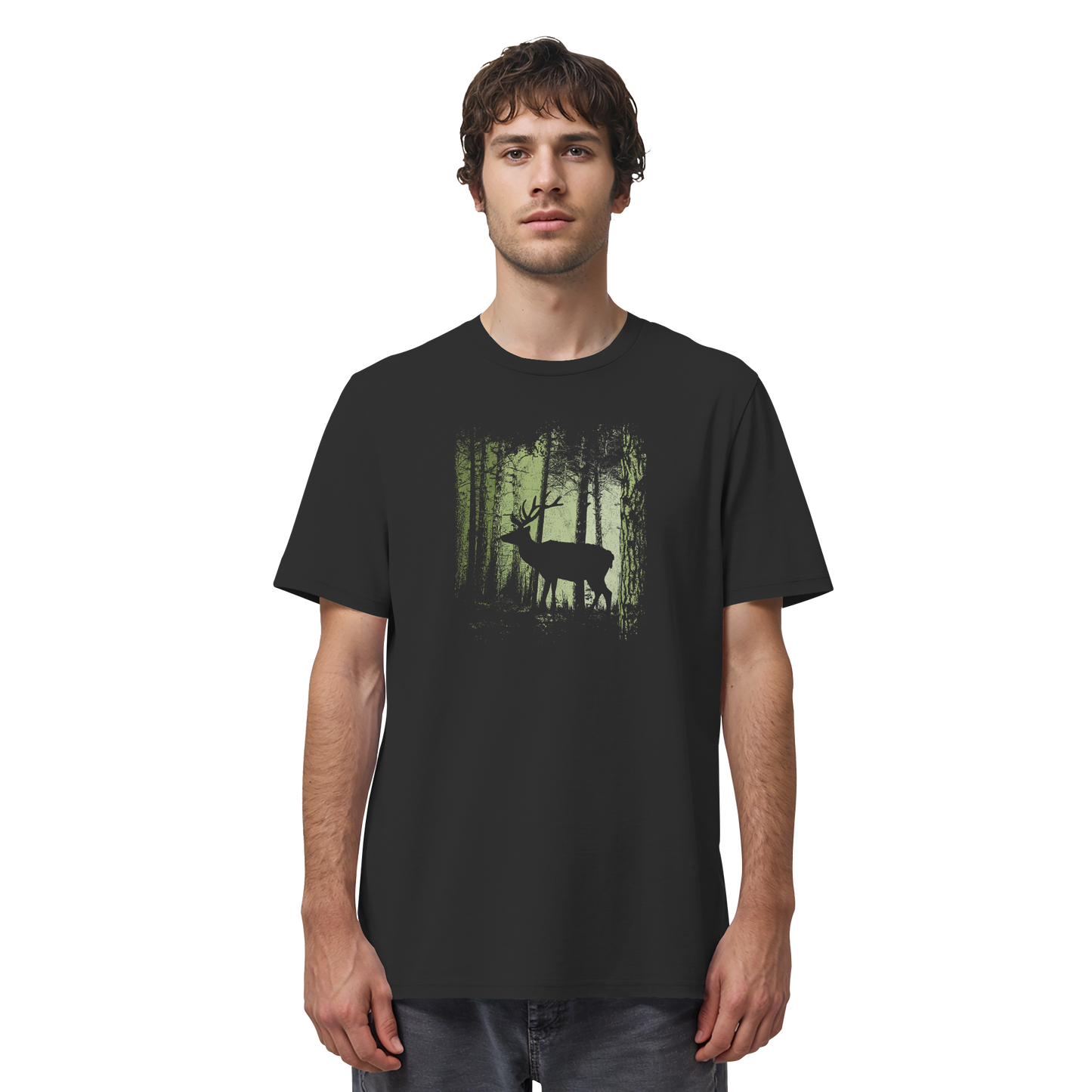Hirsch im Zwielicht Wald - Organic Shirt