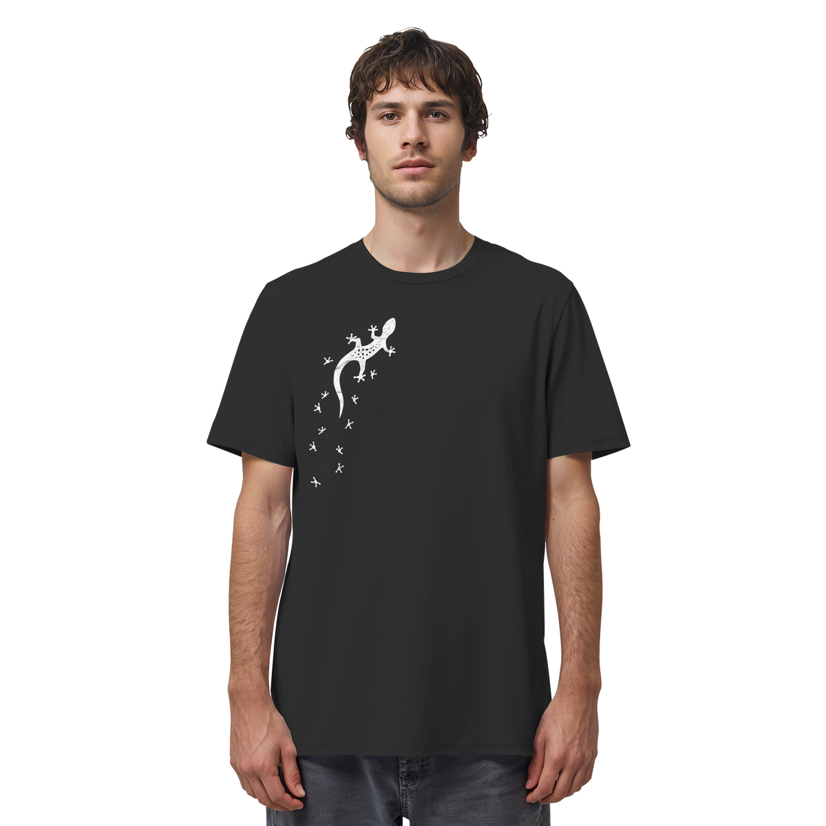 Gecko Eidechse Silhouette hell - Organic Shirt