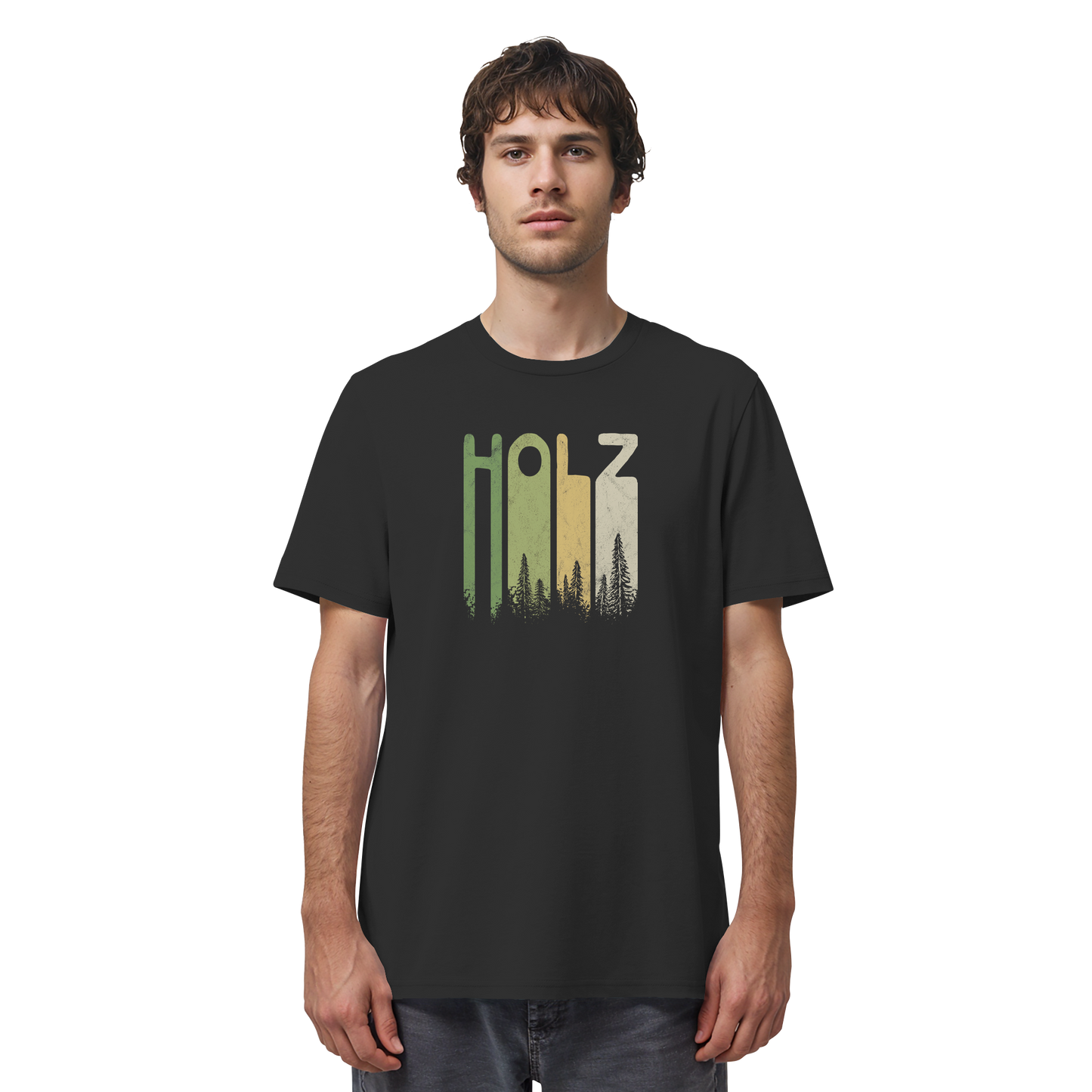 Holz Retro Wald Schriftzug - Organic Shirt