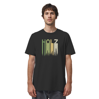 Holz Retro Wald Schriftzug - Organic Shirt