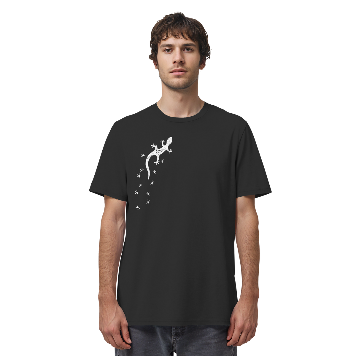 Gecko Eidechse Silhouette hell - Organic Shirt
