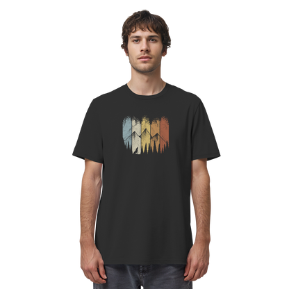 Retro Wald, Berge und Wolf  - Organic Shirt