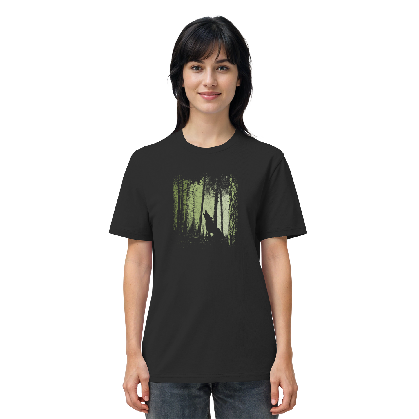 Einsamer Wolf im Zwielicht Wald  - Organic Shirt