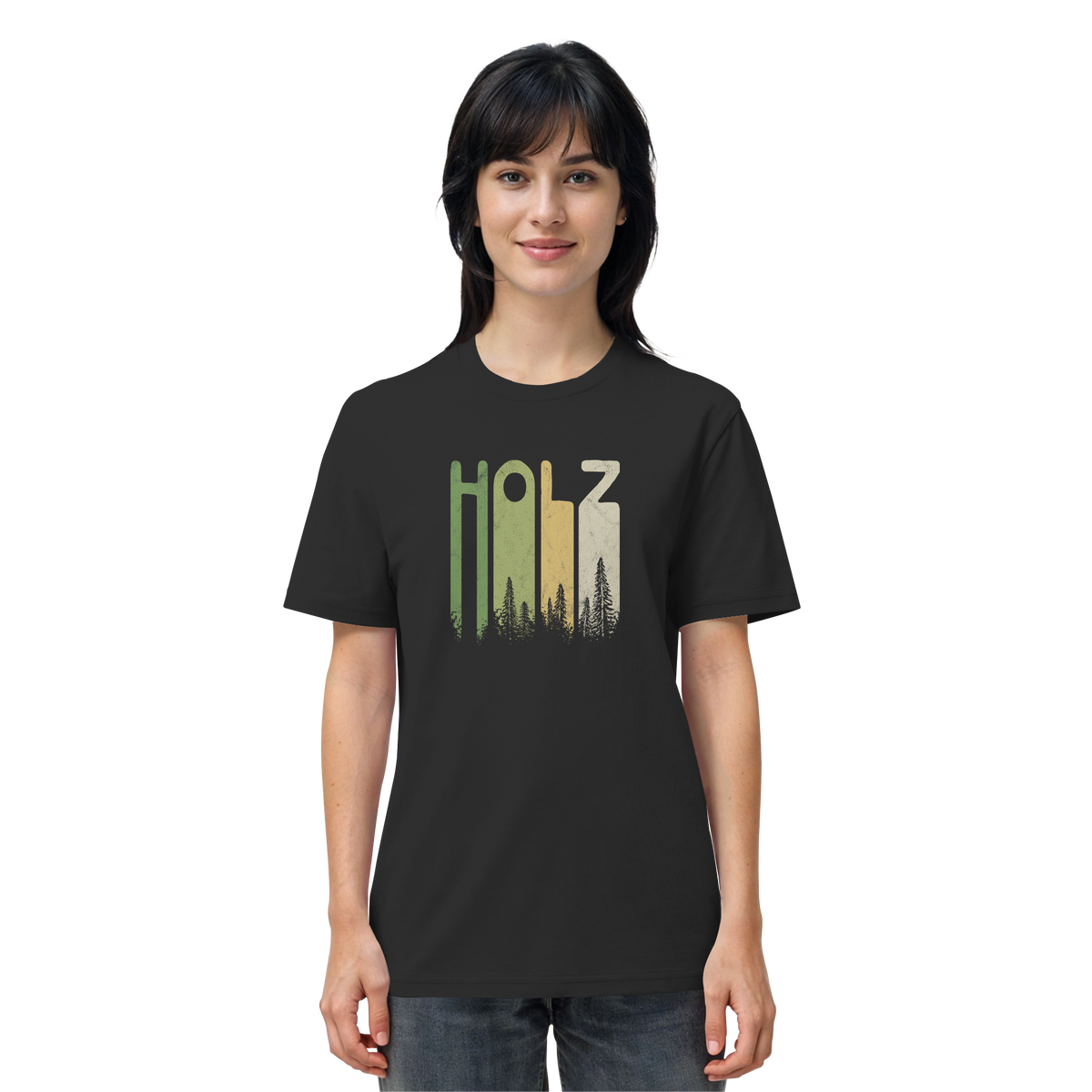 Holz Retro Wald Schriftzug - Organic Shirt