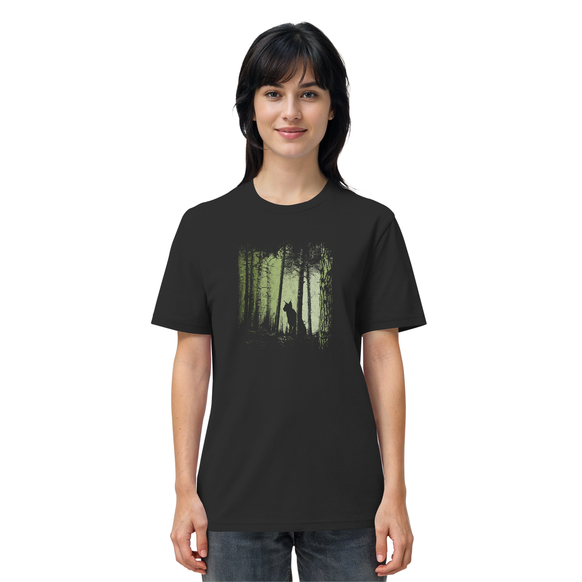 Luchs Wildkatze im Zwielicht Wald - Organic Shirt