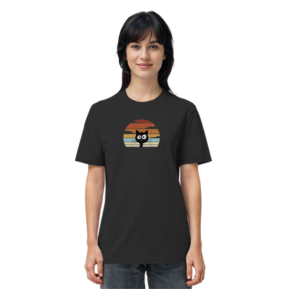 Retro schwarze Katze vor Sonnenuntergang - Organic Shirt