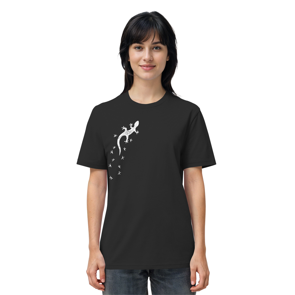 Gecko Eidechse Silhouette hell - Organic Shirt