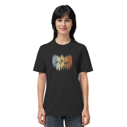 Retro Wald, Berge und Wolf  - Organic Shirt