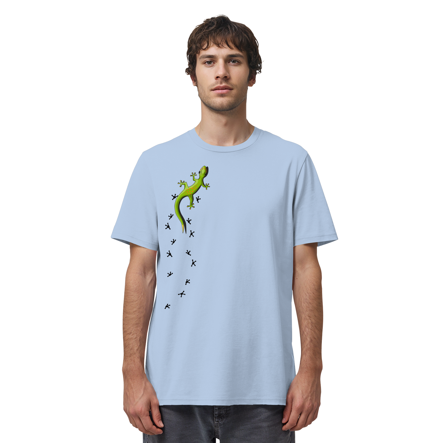 Kletternder Gecko mit Spuren - Organic Shirt