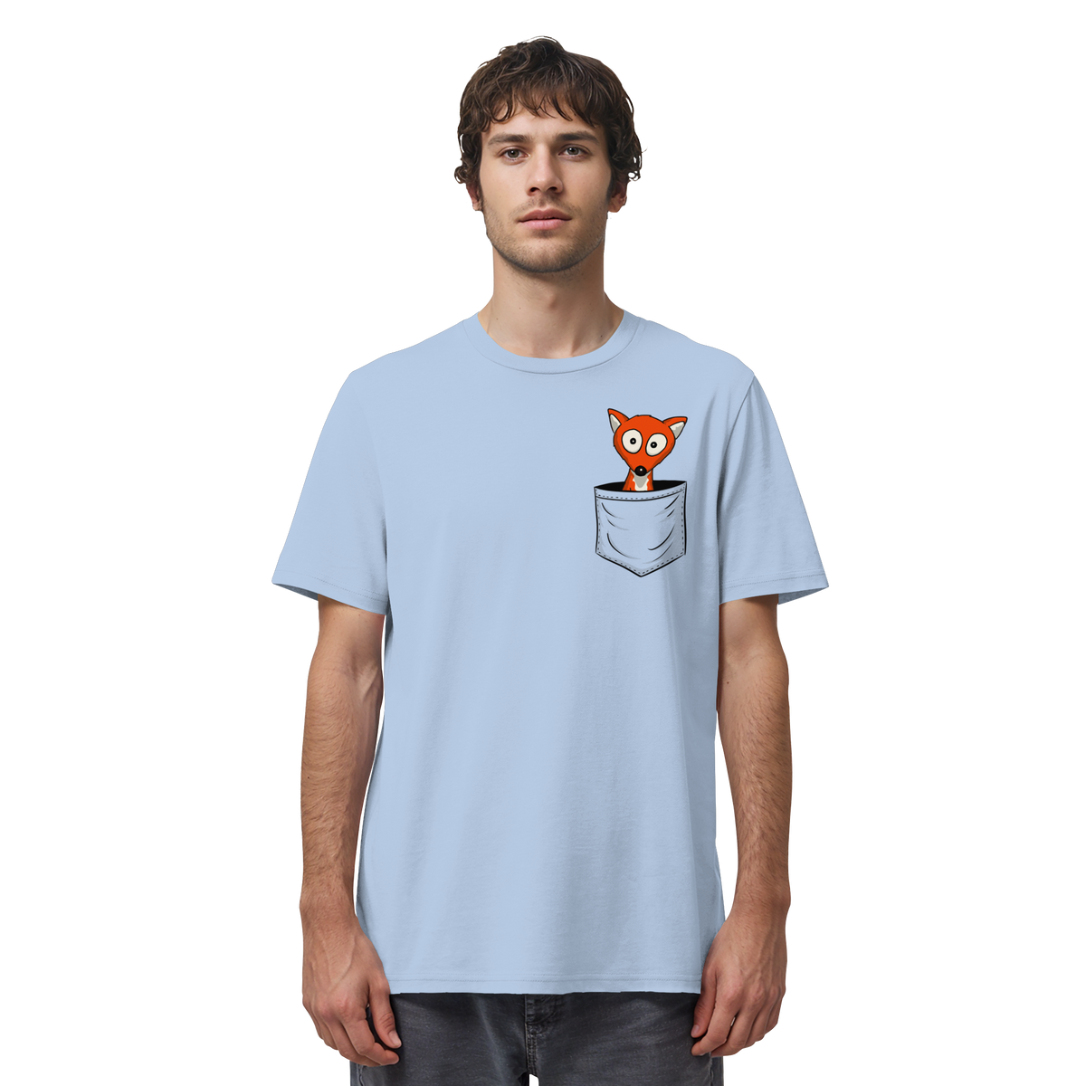 Fuchs in der Brusttasche | Taschen-Fuchs - Organic Shirt