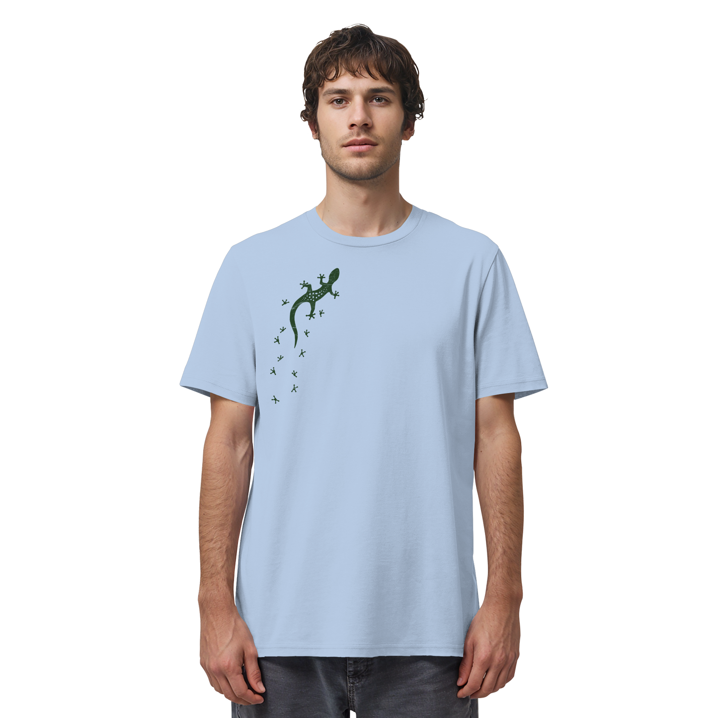 Gecko Eidechse Silhouette dunkel - Organic Shirt