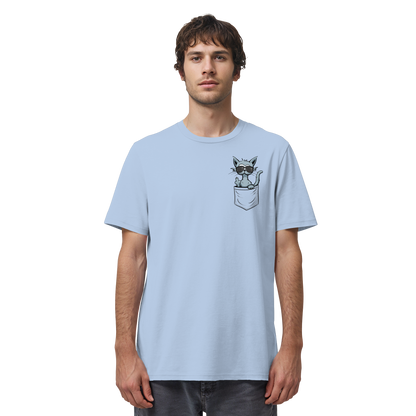 "Fuck Off" Mittelfinger Katze in der Tasche - Organic Shirt
