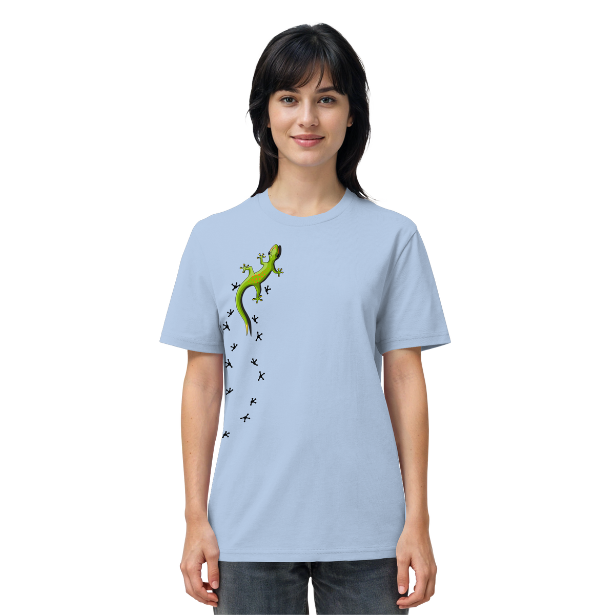 Kletternder Gecko mit Spuren - Organic Shirt