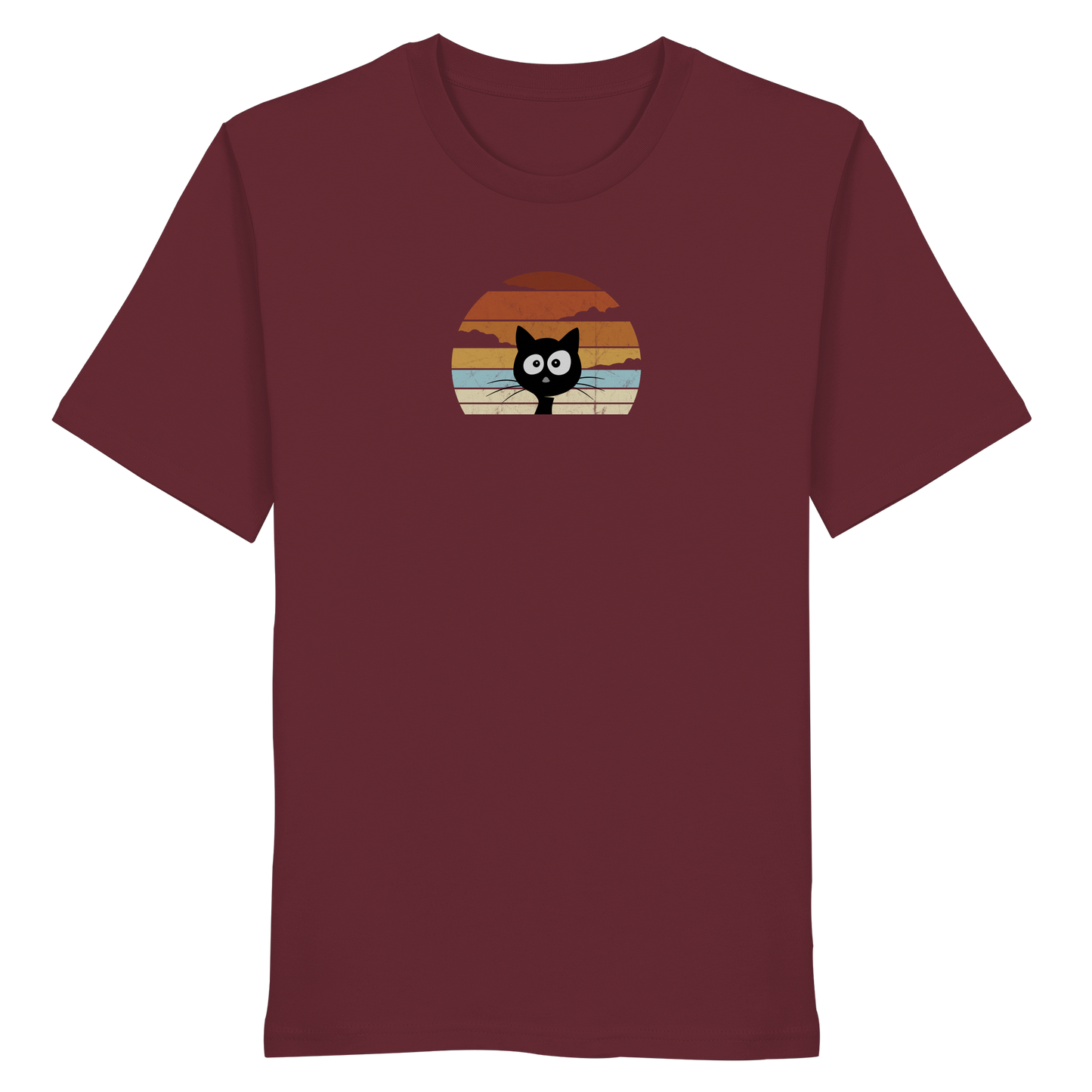 Retro schwarze Katze vor Sonnenuntergang - Organic Shirt