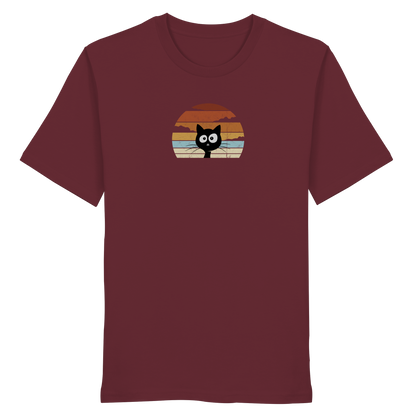 Retro schwarze Katze vor Sonnenuntergang - Organic Shirt