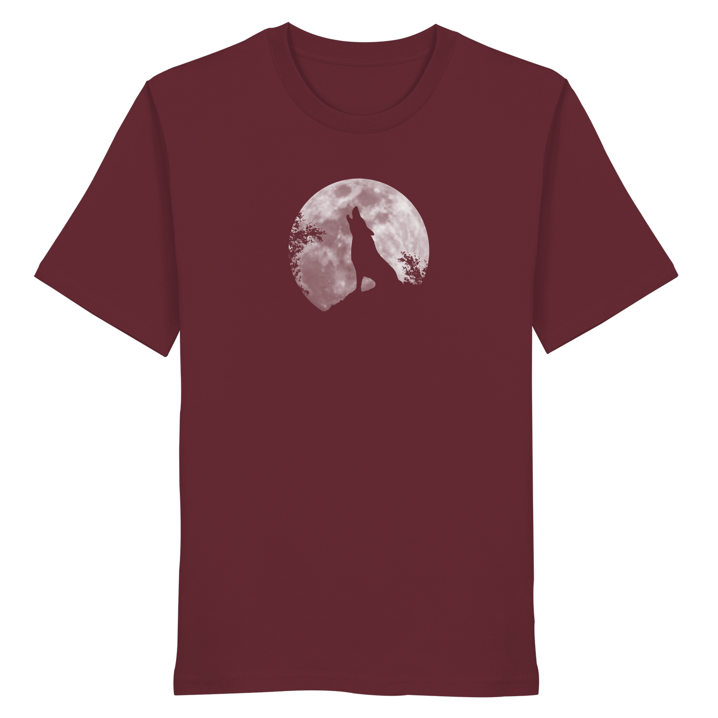 Heulender Wolf Silhouette vor Vollmond - Organic Shirt