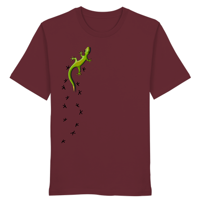Kletternder Gecko mit Spuren - Organic Shirt
