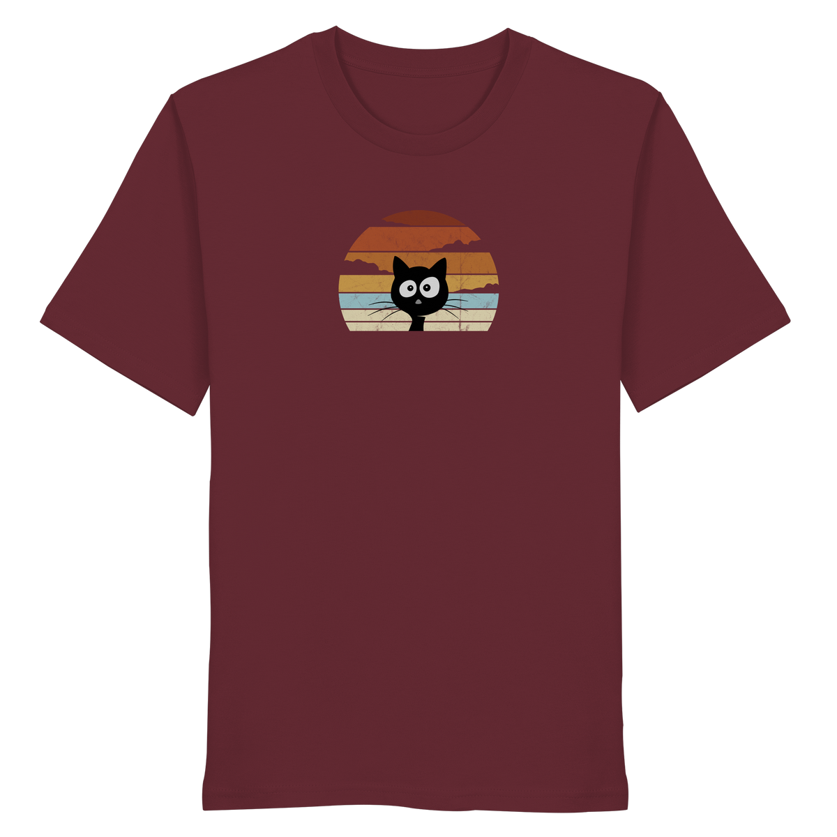 Retro schwarze Katze vor Sonnenuntergang - Organic Shirt