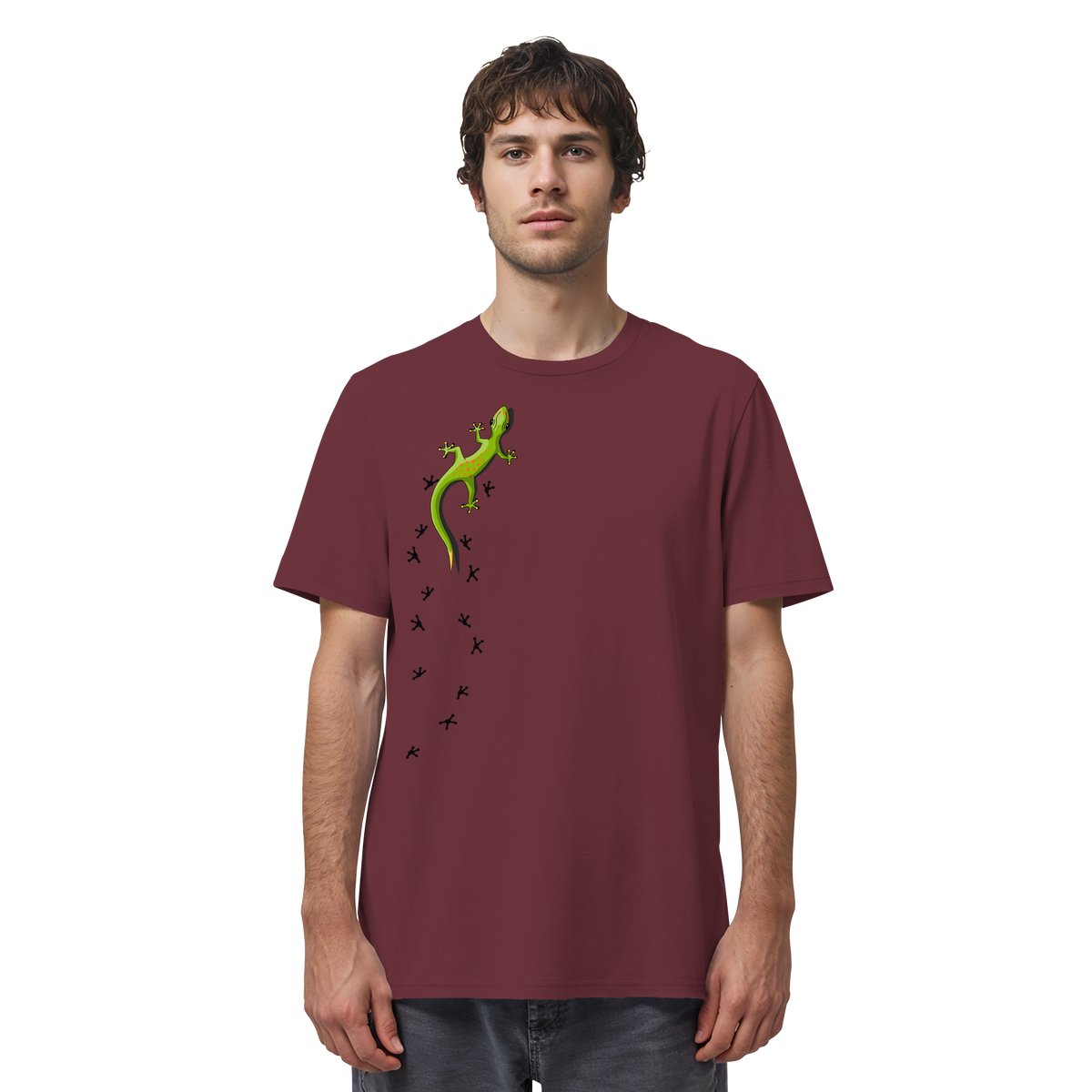Kletternder Gecko mit Spuren - Organic Shirt