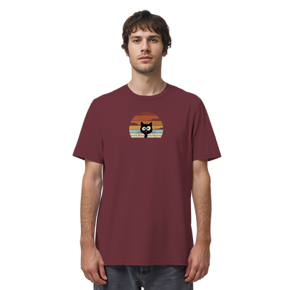 Retro schwarze Katze vor Sonnenuntergang - Organic Shirt
